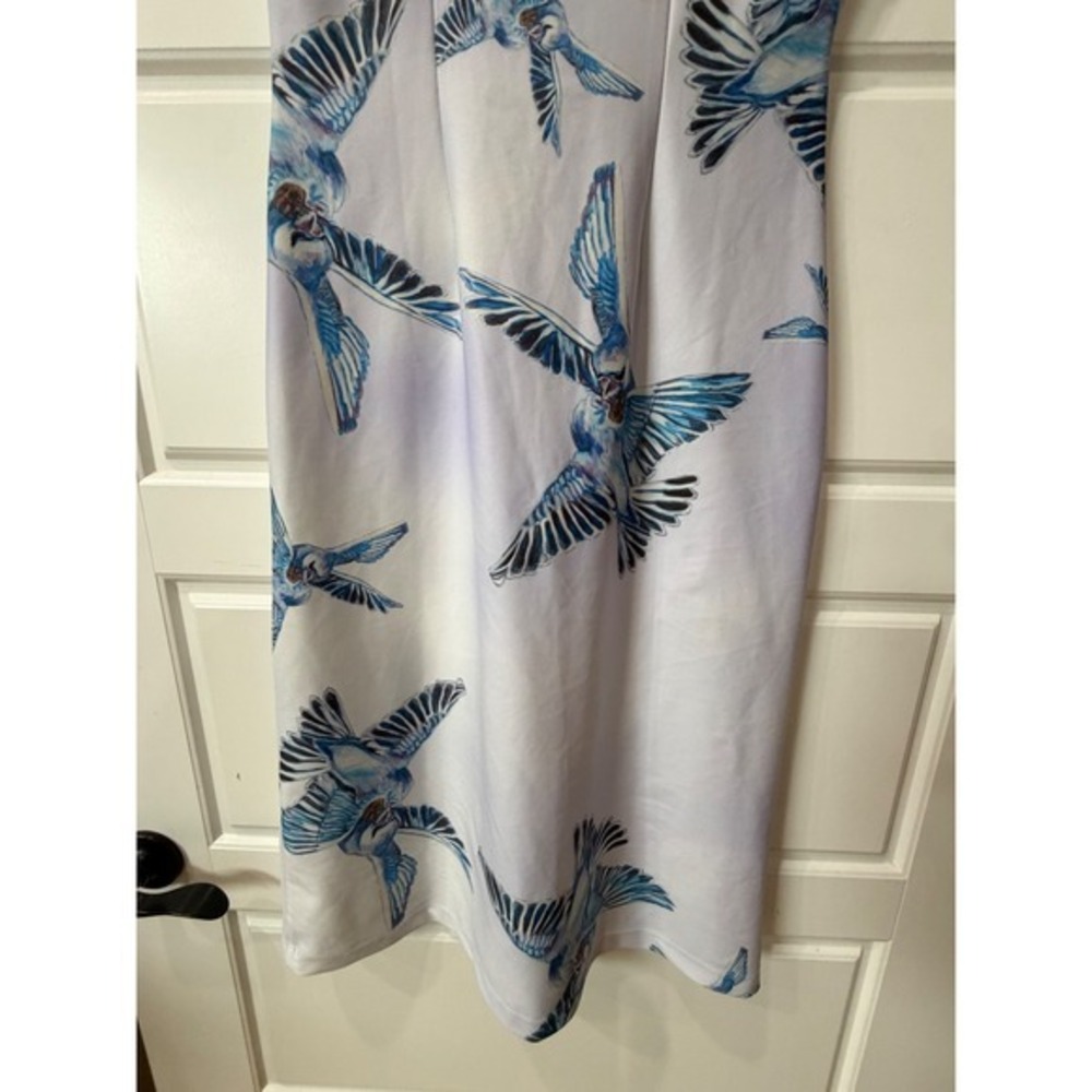 Ala von Auersperg Blue Bird Print Midi Dress Small Coastal Resort Wearable Art - Picture 8 of 11